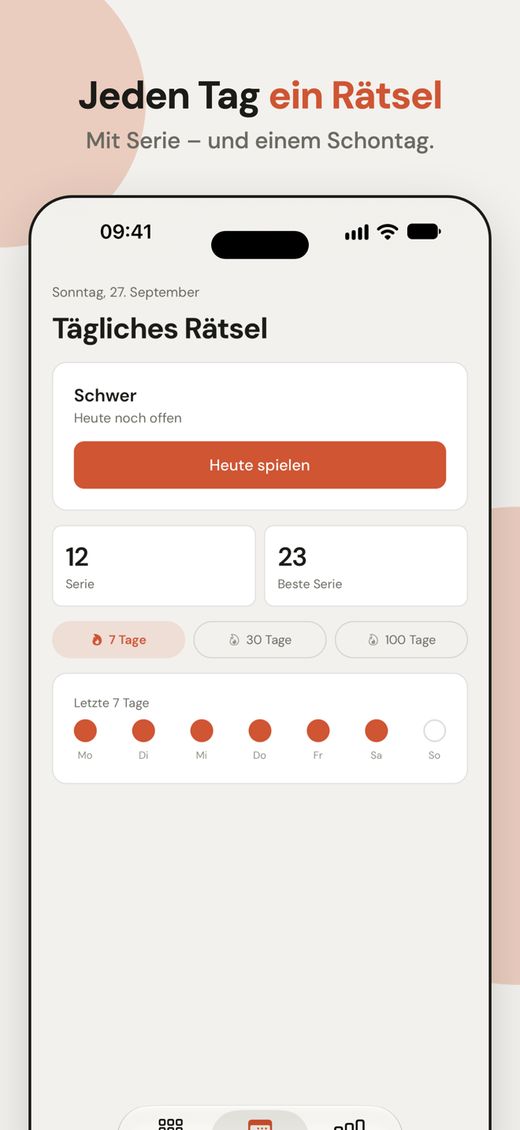 Tägliches Rätsel mit Serie: „Jeden Tag ein Rätsel.“