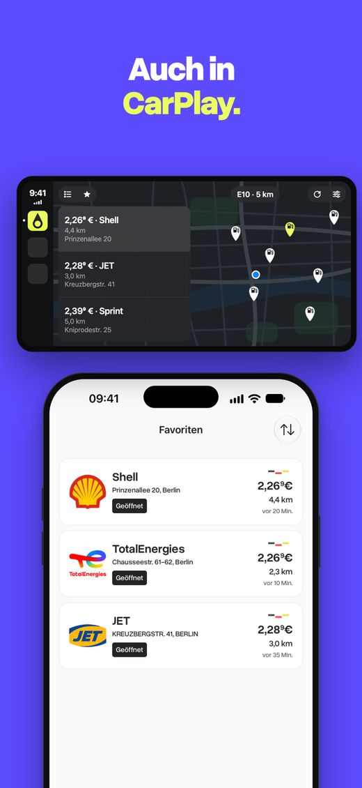BesserTanken in Apple CarPlay: „Auch in CarPlay.“